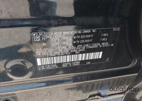 2020 Toyota Rav4 Hybrid Xle из США, поврежденный, VIN 2T3RWRFV8LW071542